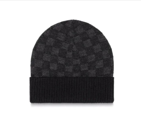 Checkered Knit Beanie