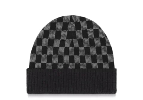 Checkered Knit Beanie